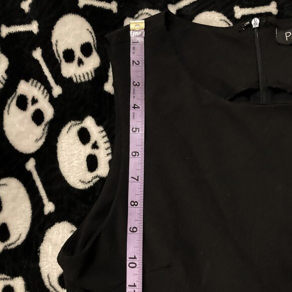 PAPILLION Black sleeveless dress w/ tulle floral embroidered hem ~ MEDIUM LARGE - Picture 12 of 15